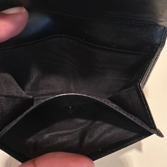 Prada Fold Over Cardholder Black Smooth Leather Gold Logo Classic Minimalist - Picture 8 of 10